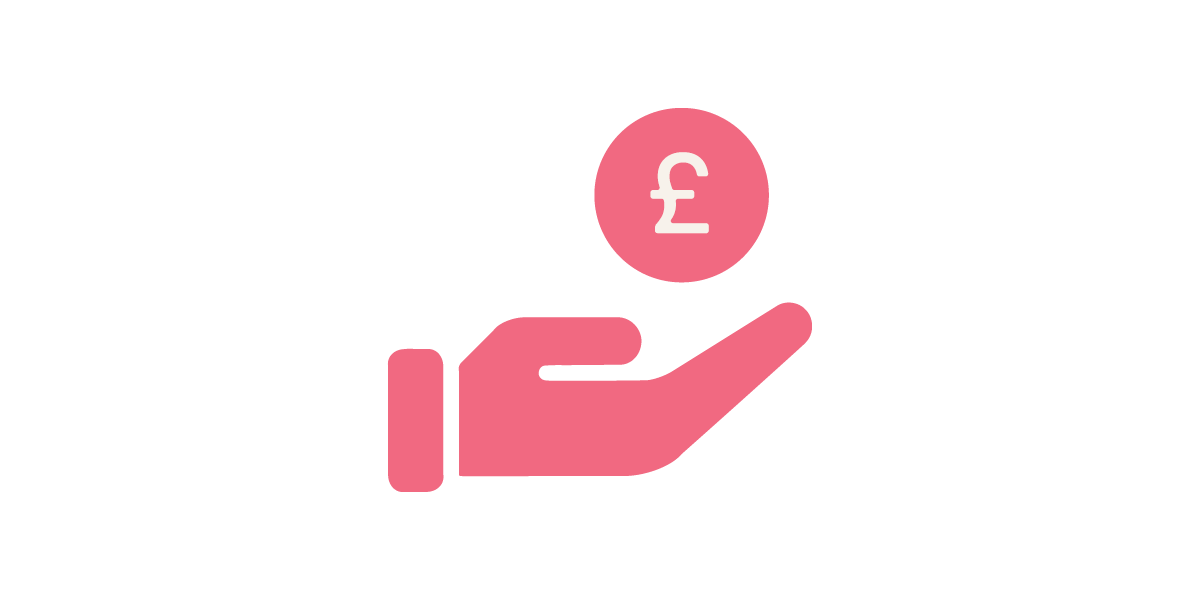Service charge - coin and hand illustration
